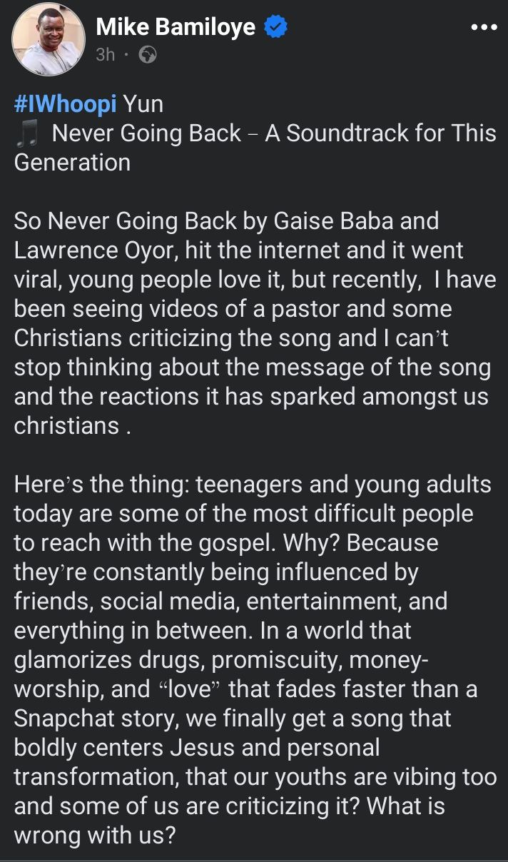Mike Bamiloye Reacts To Viral Song “No Turning Back” says We can’t keep Condemning God's Tools Mike Bamiloye Reacts To Viral Song “No Turning Back” says We can’t keep Condemning God's Tools