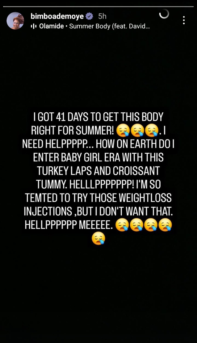 I’m Tempted To Take Weight Loss, I Have 41 Days To Get My Body Right-Bimbo Ademoye Revealed I’m Tempted To Take Weight Loss, I Have 41 Days To Get My Body Right-Bimbo Ademoye Revealed