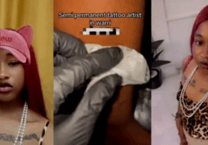 Viral: Tattoo artist cries out as female client demands removal of boyfriend’s name tattoo, vows to sue