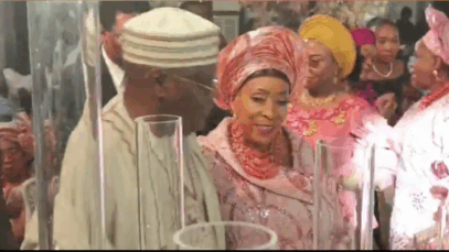 Atiku Abubakar Pictured With His Wife, Titi As They Attend Rotimi Amaechi Son's Wedding On Saturday